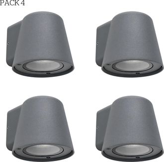 Forlight Forlight - Cone - 4 Apliques De Pared Exterior De 1 Foco Gu10 Con Ip44 De Color Negro