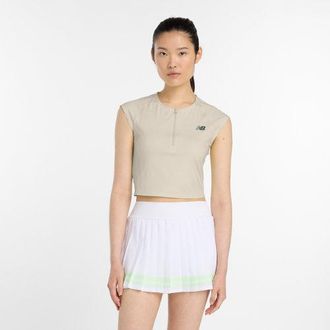 New Balance Mujer Tournament Cap Top en Beige, Poly Knit, Talla M