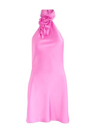 Misha Collection Misha Sterling Halterneck Satin Mini Dress - Pink - XS (UK6 / XS) - XS (UK6 /xs)