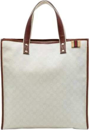 Gucci Pre-owned Canvas Tote Bag - Dames - Vintage Shopper - Wit - ONE Size - Vintage