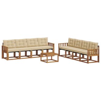 vidaXL Conjunto De Sof&aacute;s De Exterior Con Coj&iacute;n 9 Pcs Natural Y Beige Vidaxl