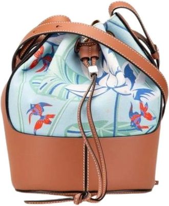 Loewe Pre-owned Bucket Bags, female, Blue, Size: ONE SIZE Pre-owned Canvas Shoulder Bag