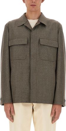 Lardini Brown Checks Shirt Collar Jacket