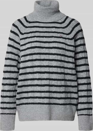 Tommy Hilfiger Relaxed Fit Rollkragenpullover aus reiner Wolle in Mittelgrau, Größe XXL