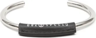 Maison Margiela Numbers-motif leather cuff bracelet - women - Calf Leather/Brass - 16 - Silver