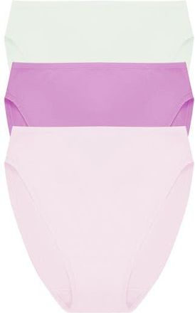 Natori Bliss Bare Cotton High Cut Brief 3-Pack in Iced Mint/wld Petal/msty Orchd at Nordstrom, Size Xx-Large