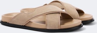 Brioni Leather-trimmed suede sandals