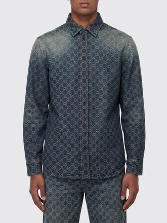 Gucci Camicia casual Gucci in denim di cotone con motivo GG