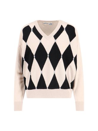 Ballantyne Cashmere Sweater, Beige, V-Neck, Long Sleeves