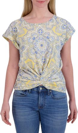 Lucky Brand Medallion Print Cotton & Modal Crewneck T-Shirt in Mustard Multi at Nordstrom Rack, Size X-Small