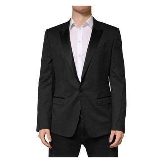 Dolce & Gabbana Formal Blazers, male, Black, Size: XL Fantasy Single-Breasted Jacket