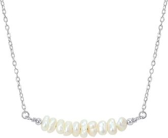 Rina Limor Silver 4-5.0 Mm Pearl Bar Necklace