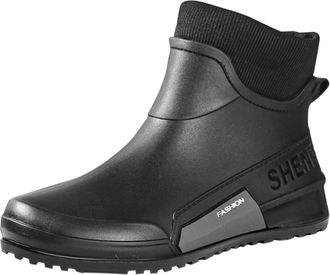 Generic Waterproof Short Wellies Womens Ankle Boot Wellies Low Heel Walking Boots Warm Outdoor Non Slip Rubber Shoes Rain Boots Calf Boots Lightweight Slip On