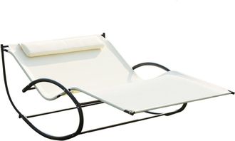 OUTSUNNY Hammock Chair Sun Bed Rock Seat with Metal Texteline with Pillow