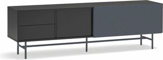 Teulat Mueble de tv 2 cajones, 2 puertas negro y gris antracita