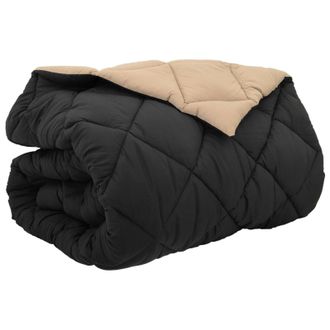 vidaXL Edred&oacute;n De Invierno Negro Y Tono Arena 200 X 200 Cm Microfibra Vidaxl