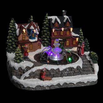 F&eacute;&eacute;ric Lights & Christmas Fontana Del Villaggio Illuminata Con Bambini 10 Led Che Cambiano Colore - Atmosphera Cr&eacute;ateur DInt&eacute;rieur