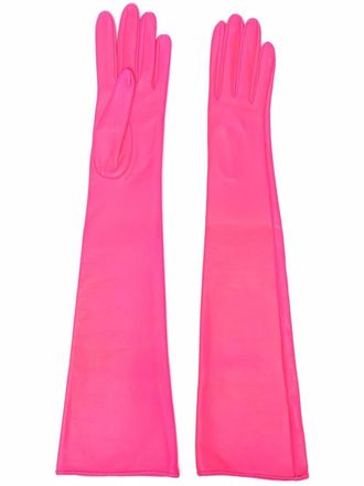 Manokhi Guanti lunghi in pelle - Rosa
