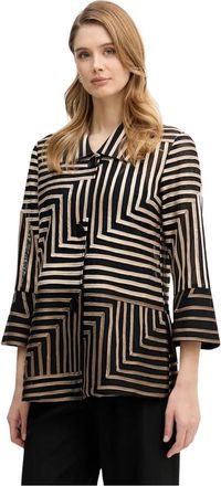 Joseph Ribkoff Gestreepte blouse met kraag - Dames - Overhemden - Zwart - XL - Polyester - Overhemden