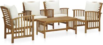 vidaXL Juego Muebles De Jard&iacute;n Y Cojines 5 Piezas Madera Maciza Acacia Vidaxl