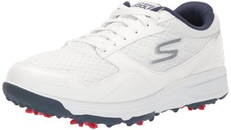 Skechers Mens Torque Sport Fairway Relaxed Fit Spiked Golf Shoe Sneaker, White/Navy, 9.5 UK Wide