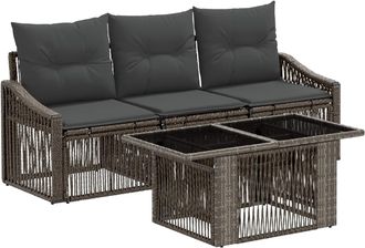 vidaXL Conjunto De Sof&aacute;s De Jard&iacute;n 4 Uds. Gris Y Gris Oscuro Vidaxl