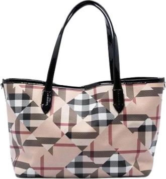 Burberry Pre-owned Canvas Satchel - Dames - Vintage Shopper - Beige - ONE Size - Leer - Vintage
