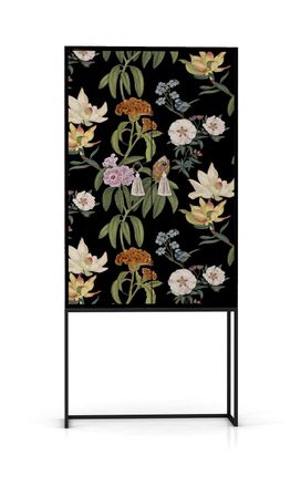 Really Nice Things Armario aparador 2 puertas MDF estampado floral negro