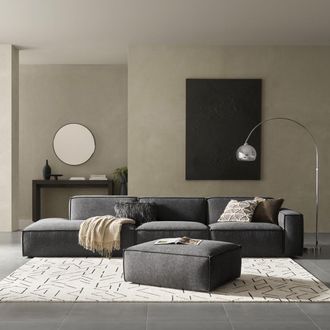 Castlery Gray Extended Left Side Chaise with Ottoman by Castlery, Black