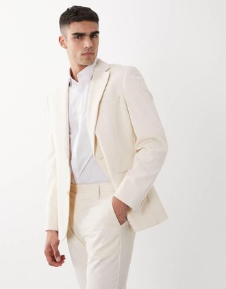 Asos Giacca slim da abito &eacute;cru-Neutro