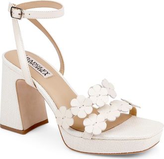 Badgley Mischka Waverly Ankle Strap Platform Sandal in Cream Leather at Nordstrom, Size 6.5