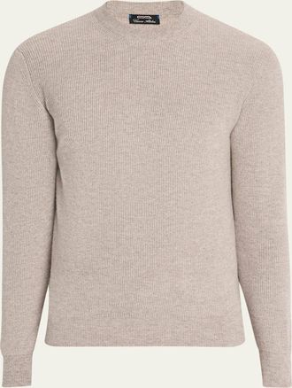 Cesare Attolini Mens Cashmere Melange Rib Crewneck Sweater