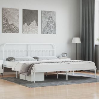 vidaXL Estructura Cama Sin Colch&oacute;n Con Cabecero Metal Blanco 200x200cm Vidaxl