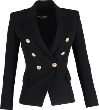 Balmain Pre-owned Womens Double-Breasted Blazer in Black Wool - Size X-Small