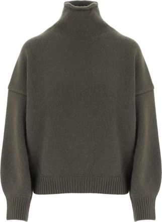 arch4 Army Green Ribbed Cashmere Turtleneck Sweater
