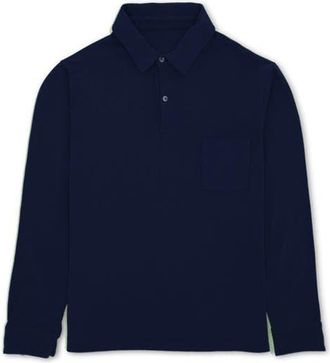 Fortela Missouril Long Sleeve Cotton Polo in Blue at Nordstrom, Size Small