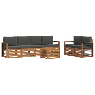 vidaXL Conjunto De Sof&aacute;s De Exterior 7 Pcs Natural Y Antracita Vidaxl