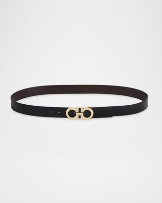 Ferragamo Men & apos;s Reversible Double-Gancini Leather Belt