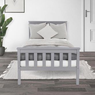 ML Design Ml-design Cama Infantil 90x200 Cm Con Somier Estructura Con Listones Y Cabecero Pies Robustos De Madera De Pino Macizo Color Gris Claro Nido Individua