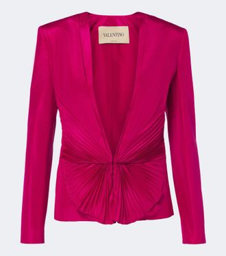 Valentino Garavani Gathered pliss&eacute; silk taffeta jacket