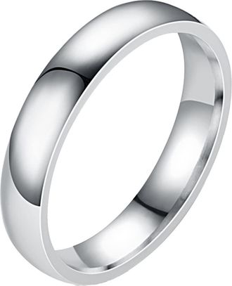 Generic 4mm Arc Stainless Steel Smooth Face Ring Titanium Couple Girl Rings (F, One Size)