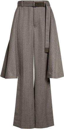 sacai Side Panel Herringbone Pants in Brown at Nordstrom, Size 4