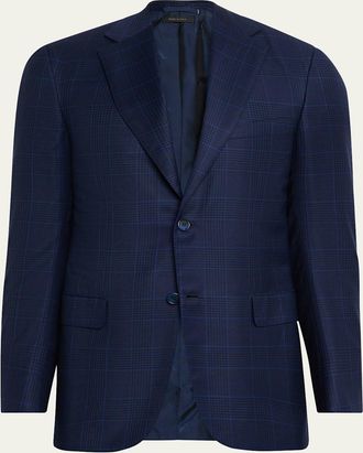 Brioni Mens Wool Plaid Single-Breasted Sport Coat