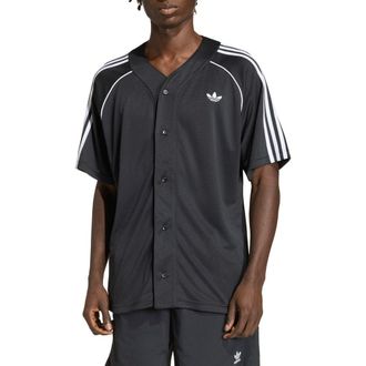adidas Adicolor Baseball Jersey in Black/White/ at Nordstrom, Size Xx-Large R
