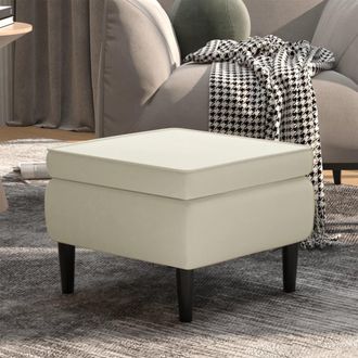 vidaXL Taburete Con Patas De Madera Terciopelo Crema Vidaxl