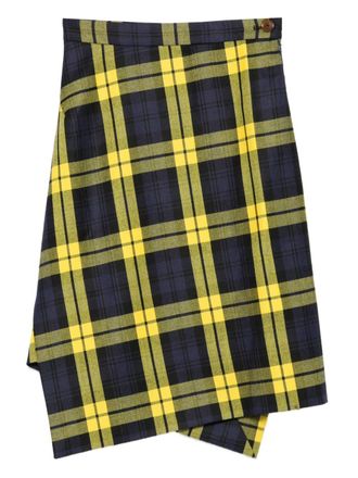 Vivienne Westwood Infinity checked asymmetric midi skirt - women - Virgin Wool/Viscose - 44 - Blue