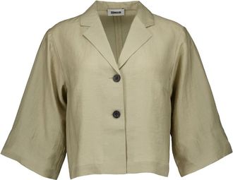 Zenggi Light Linen Mix Cropped Shirt - Dames - Overhemden - Beige - 2XL - Leer - Overhemden