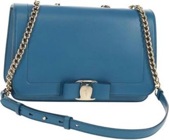 Ferragamo Pre-owned Cross Body Bags, female, Blue, Size: ONE SIZE Pre-owned Leather Crossbody Bag