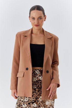 Mixray Lange faux leren blazer