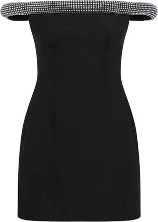 DAVID KOMA Zwarte Kristal Mini Jurk - Dames - Feestkleedjes - Zwart - M - Kleedjes